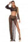 Long Black Mesh Skirt with Slits (107224) - 4