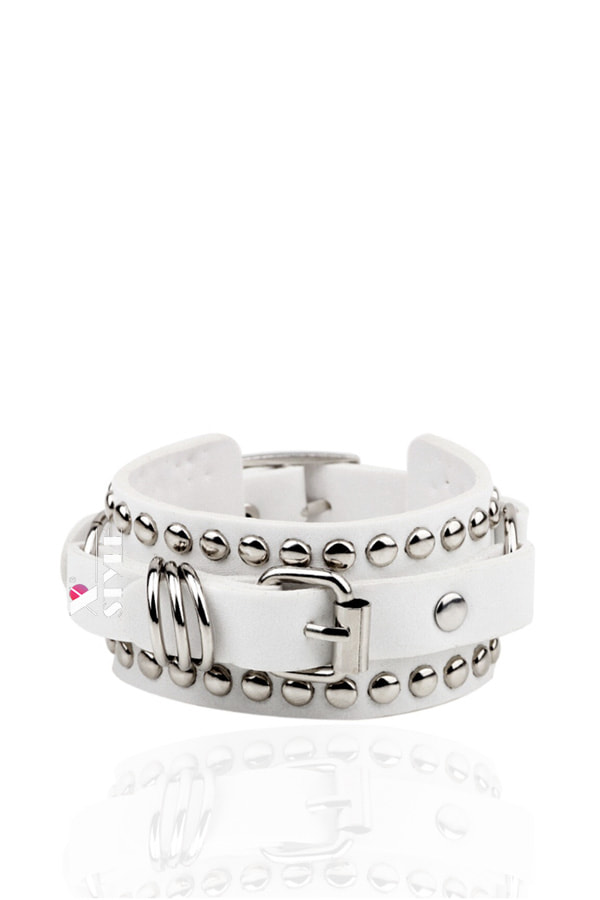 XTJ White Leather Studded Bracelet