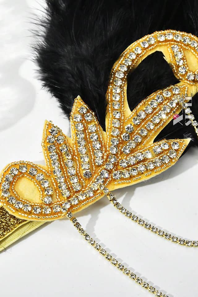 Gold-Colored Gatsby Headband with Chains