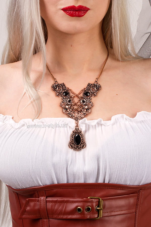 Chunky Steampunk Corselette Necklace - Copper
