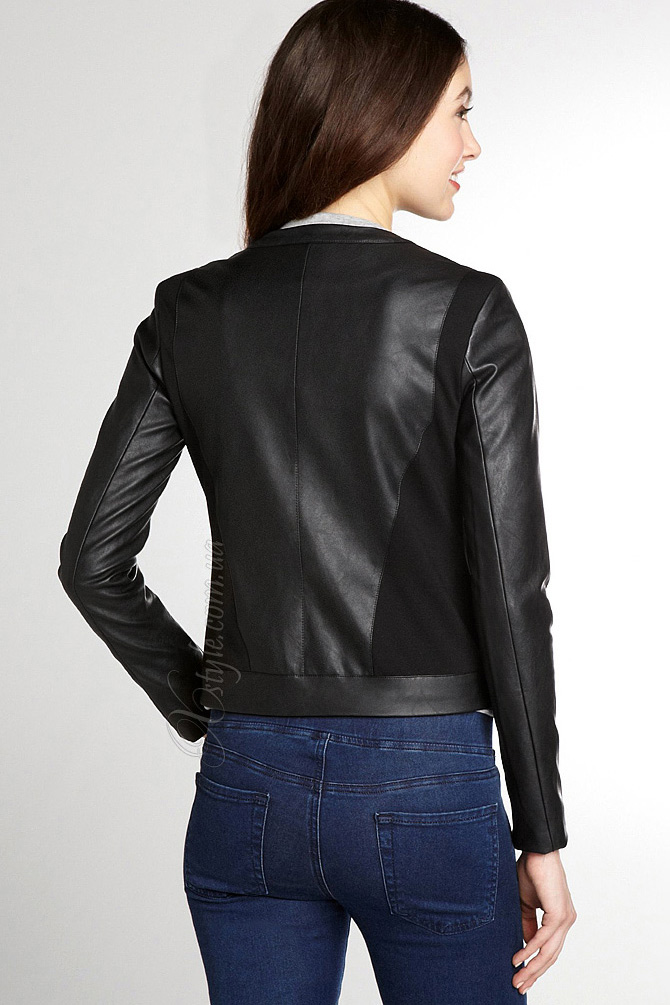 Women's Faux Leather Jacket with Cashmere Inserts