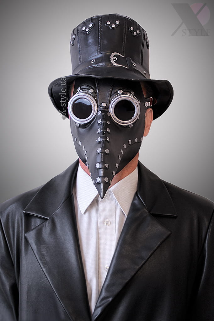 Комплект Чумний лікар (маска, капелюх, рукавички, тростина)