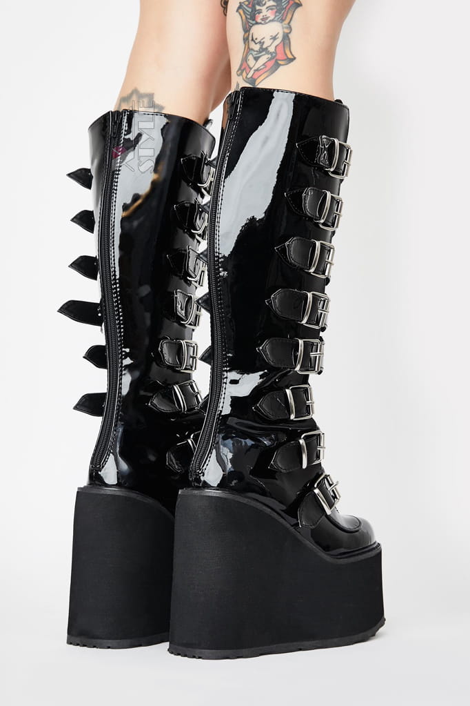 Demonia High Platform Boots with Buckles
