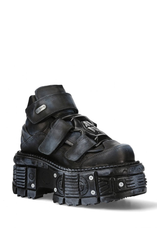 Leather Massive Platform Boots with Screws