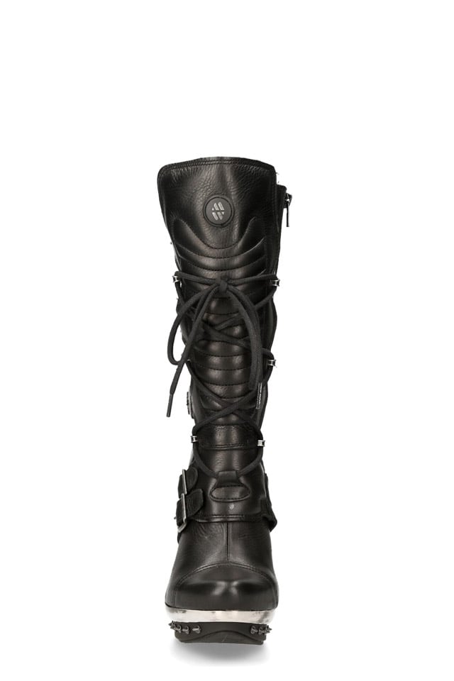 NR Women's Leather Boots with Chrome-Plated Heels