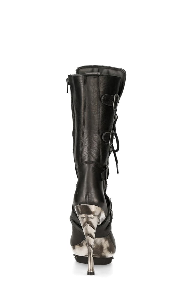 NR Women's Leather Boots with Chrome-Plated Heels