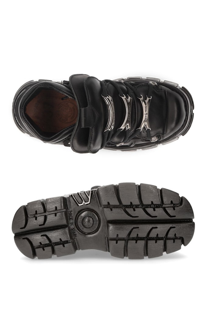 Nomada-106 Black Leather High Platform Sneakers