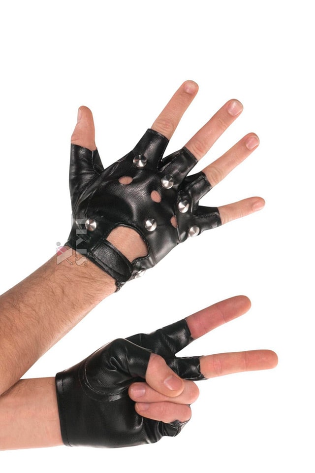 Men's Faux Leather Fingerless Gloves XT184
