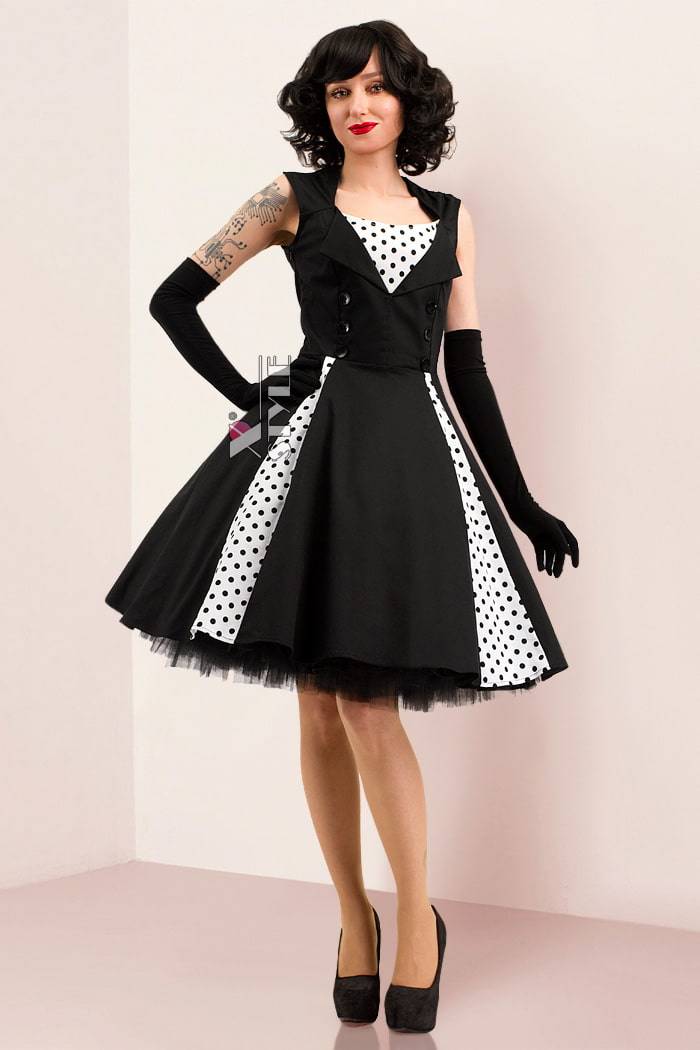 Xstyle Black and White Rockabilly Dress