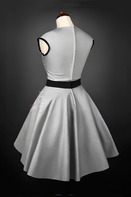 Винтажное серебристое платье с подъюбником X5163