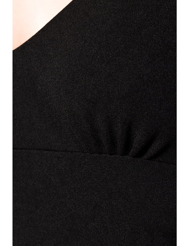 Облягаюче чорне ретро плаття з широким рукавом B5268