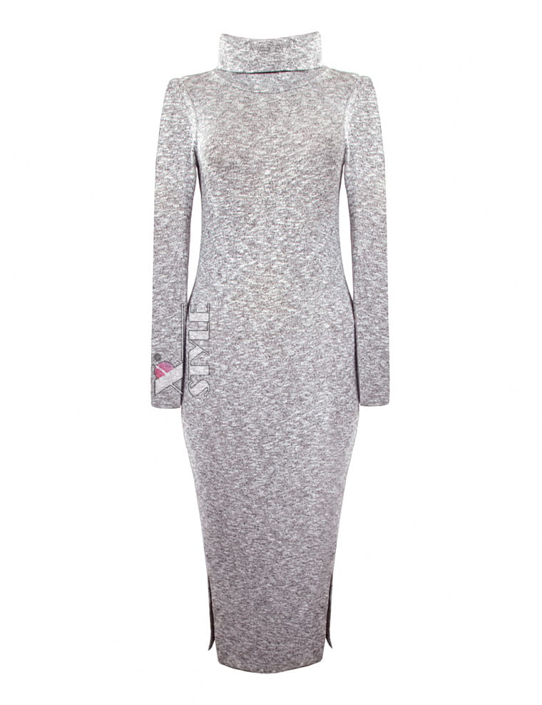 Gray Melange Knit Dress XC306
