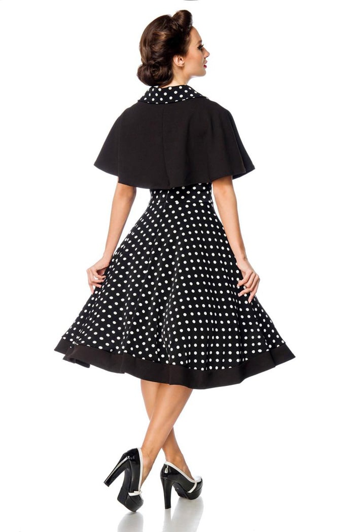 Polka Dot Swing Dress with Shawl