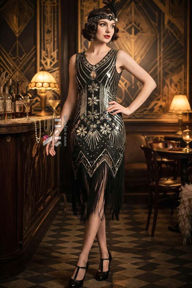 Gatsby Girl Sequin Fringe Dress (105592)