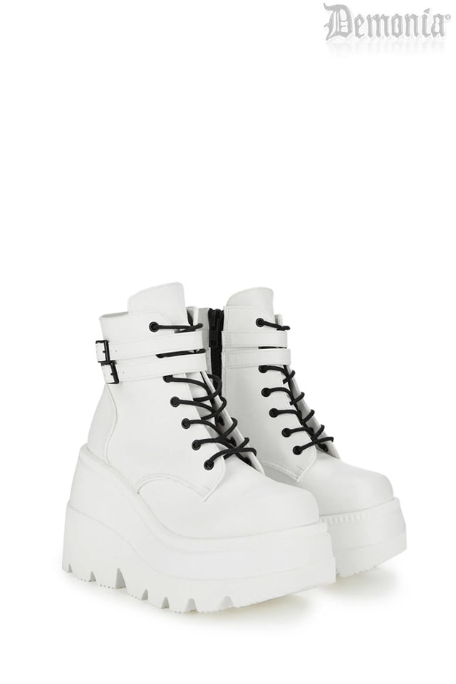 SHAKER White High Platform Boots 