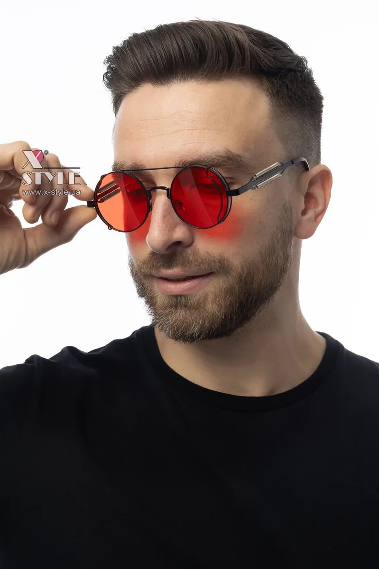 Grunge Punk Round Sunglasses - Red