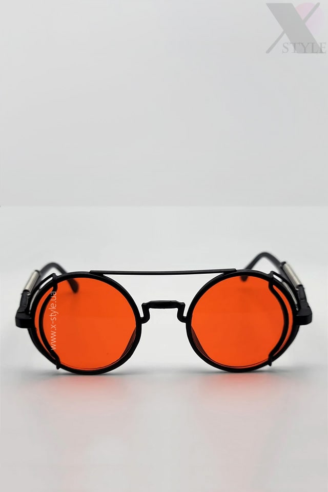 Grunge Punk Round Sunglasses - Red