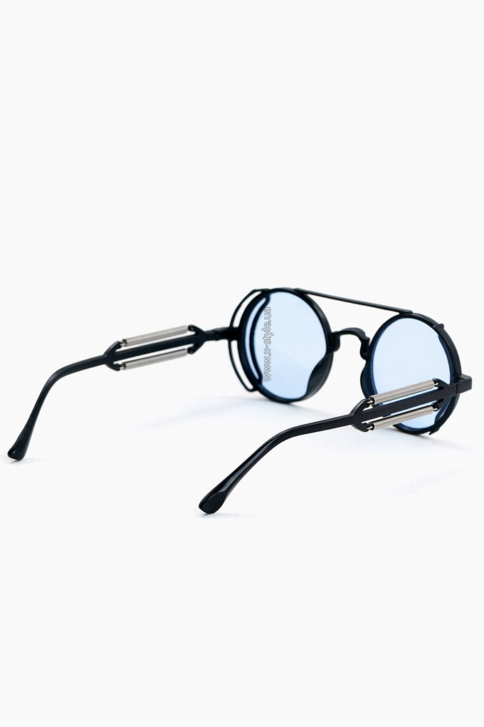 Grunge Punk Blue Sunglasses + pouch