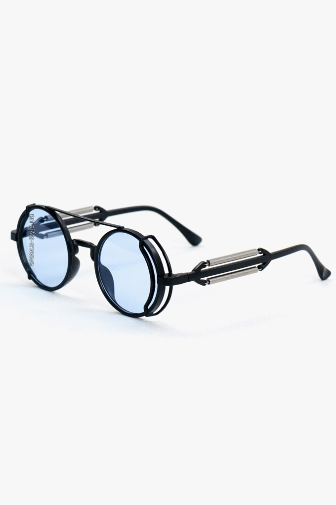 Grunge Punk Blue Sunglasses + pouch