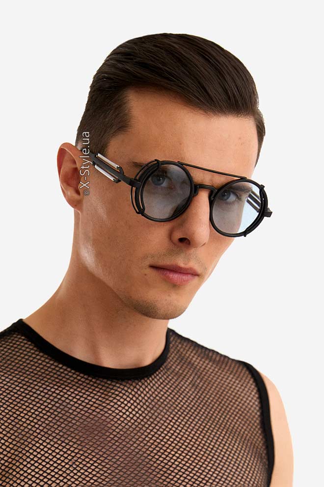 Men's & Women's Futuristic Cyberpunk Blue Glasses + Pouch (905167)