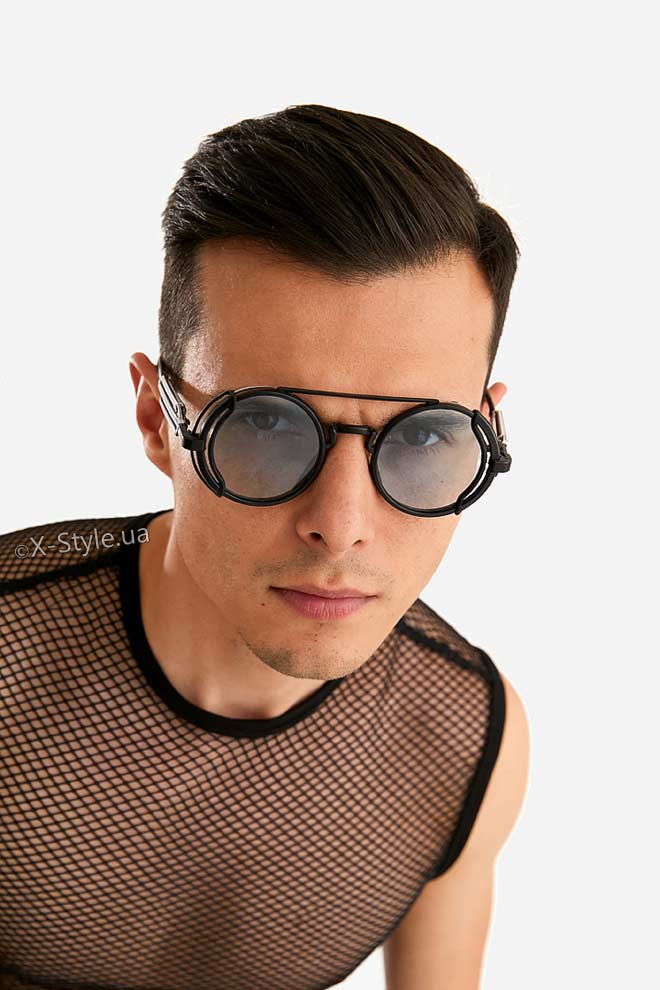 Men's & Women's Futuristic Cyberpunk Blue Glasses + Pouch