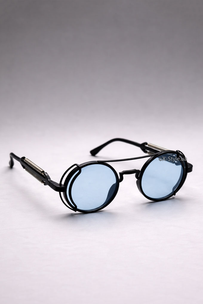 Men's & Women's Futuristic Cyberpunk Blue Glasses + Pouch