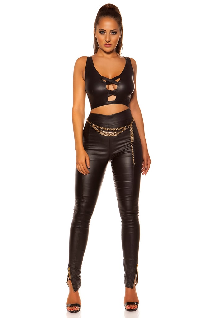 Leather-Look Harness Top KC2195