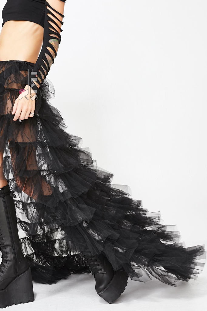 Festival Long Black Mullet Over-skirt X7217