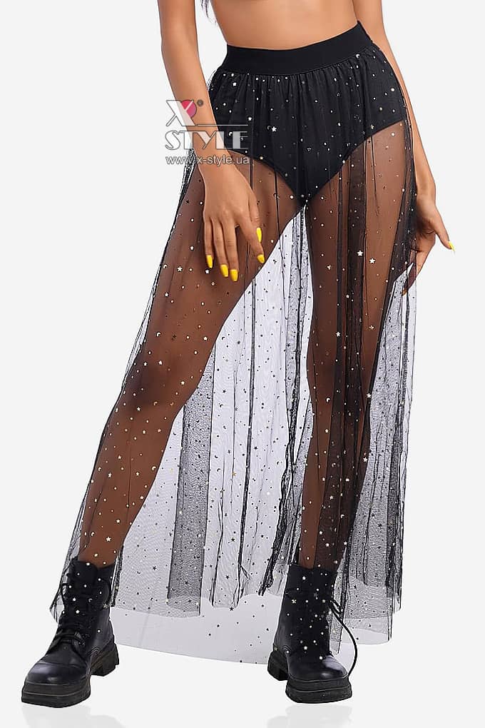 Rave Dive Glitter Sheer Skirt with Shorts