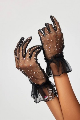 Прозорі рукавички зі стразами UF-Vintage