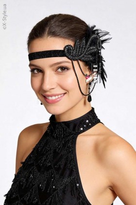 Gatsby Headband with Feathers and Chains