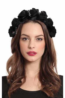 Black Rose Headband (Handmade)