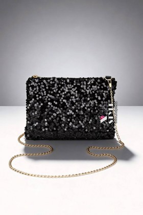 Sequin Clutch with Chain Handle