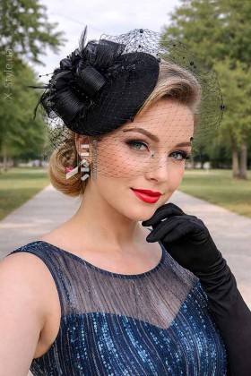 Вечерняя шляпка с вуалью UF-Vintage