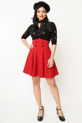 Красная юбка-корсет в стиле Ретро