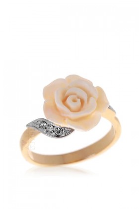 Кольцо "Роза" (позолота с родием)