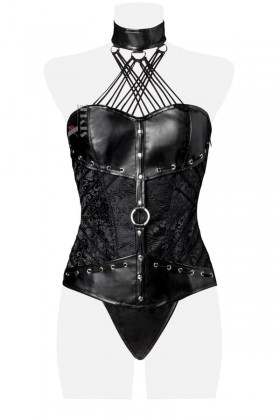 Grey Velvet Corset with Straps and Choker