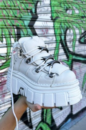 White Chunky Platform Sneakers B4004