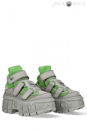 VERDE FLUOUR Chunky Leather Platform Sneakers