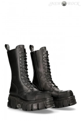 Черные кожаные сапоги со шнуровкой New Rock Черные кожаные сапоги со шнуровкой New Rock
