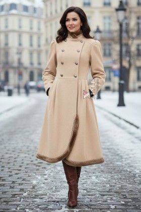 Вінтажне зимове пальто кремового кольору