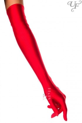 Длинные красные перчатки из атласа UV202