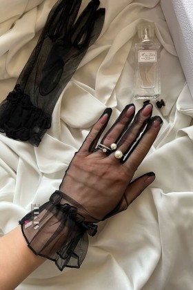 Прозрачные черные перчатки U1205