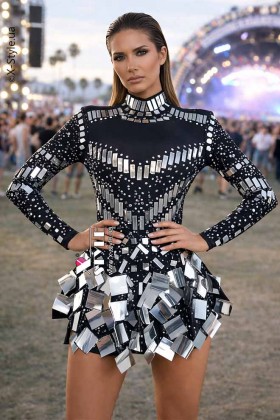 Selina Black Mirror Bodysuit Dress