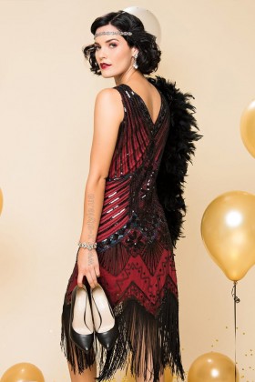 Платье в стиле 20-х с пайетками и бахромой X530