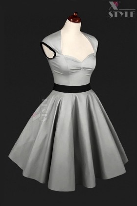 Винтажное серебристое платье с подъюбником X5163