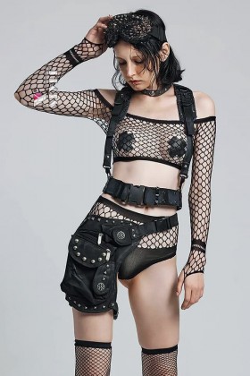 Dance Rave Mesh Set (Top, Shorts and Nipple Patches)