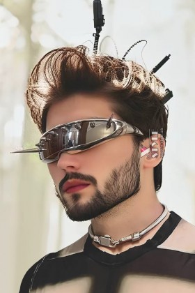 Зеркальные очки Cyberpunk Futuristic Chrome