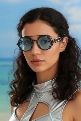 Мужские и женские очки Futuristic Cyberpunk Blue + чехол