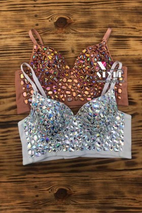 White Rhinestone Bustier Top XC226